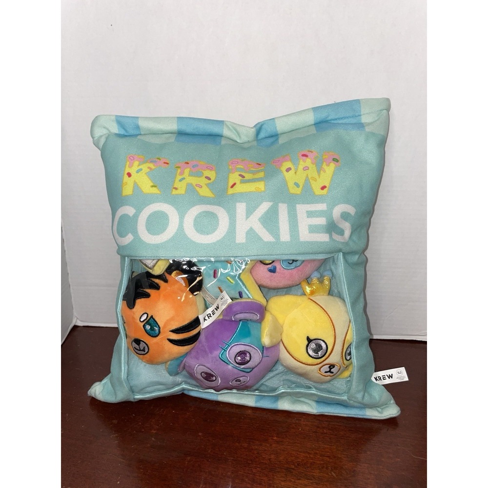 *Rare* Krew District Cookies Zip Plush Pillow Bag 6 Collectible Plushies